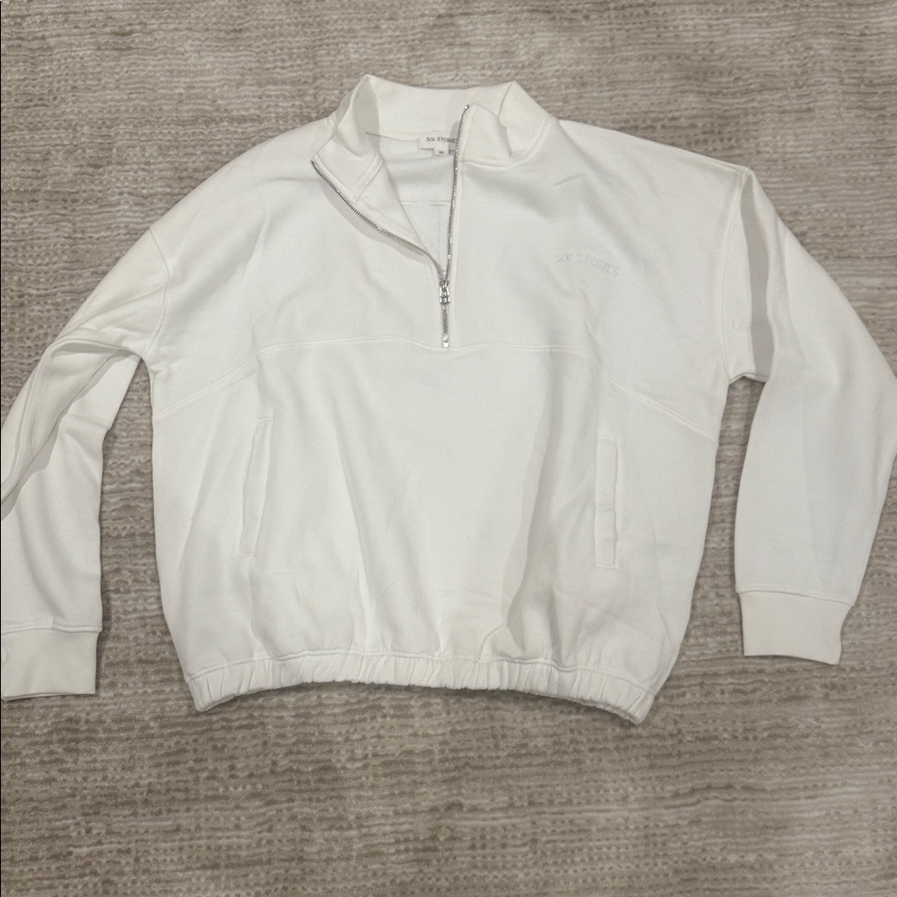 White Quarter-Zip Pullover